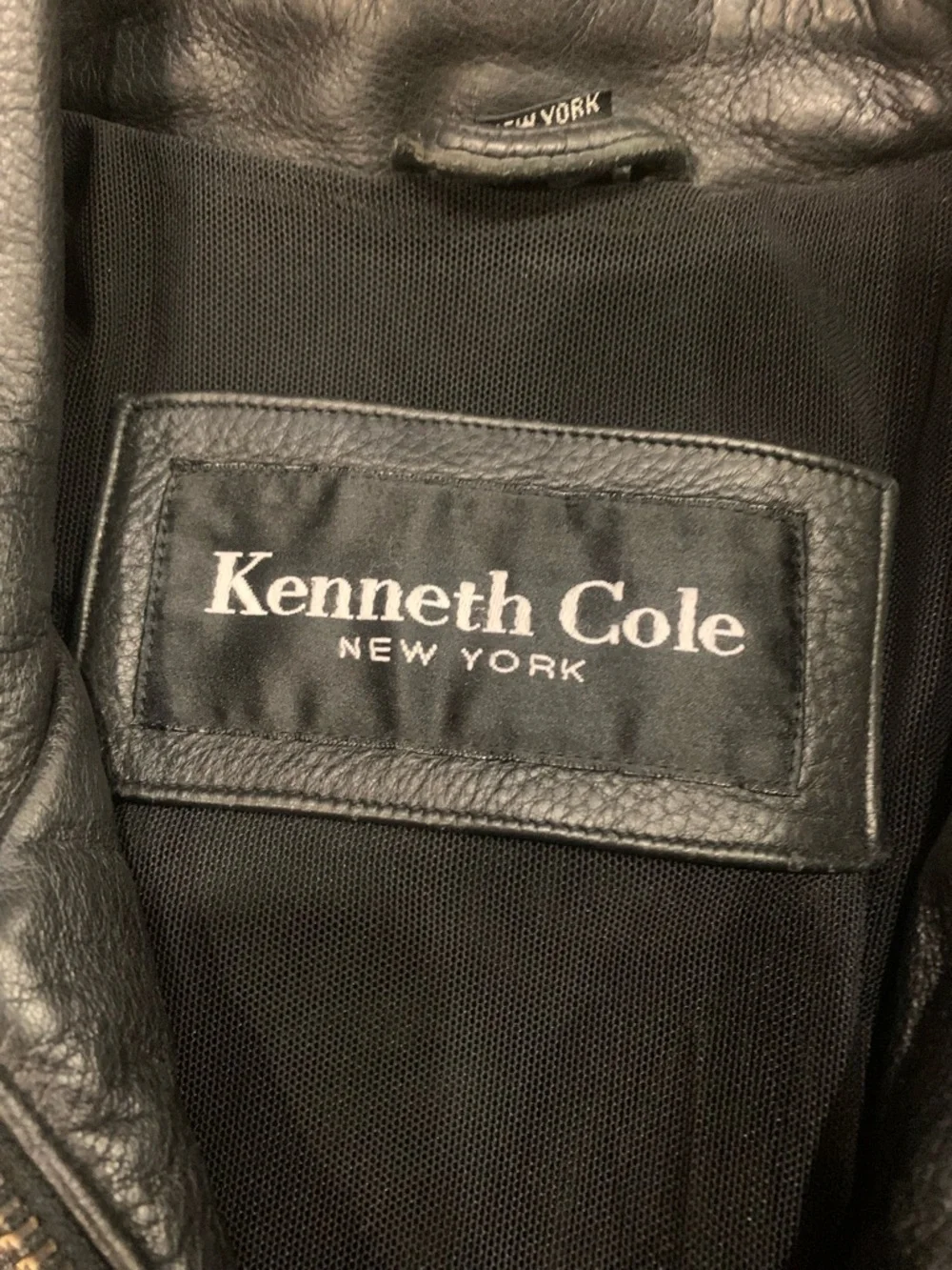Vtg Kenneth Cole New York Black Leather Zip-Front Bomber Jacket Sz M